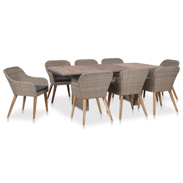 Set Mobilier De Exterior Cu Perne 9 Piese Poliratan 3057815